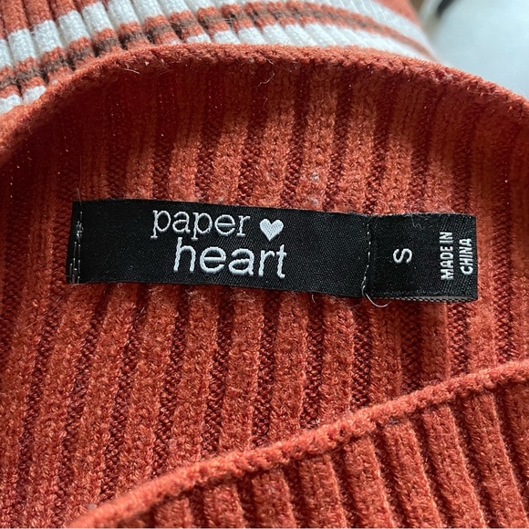 Paper Heart Ribbed Funnel Neck Striped Wide Sleeve Dolman Knit Sweater Boho - Picture 6 of 7